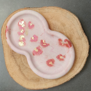 Vide poche double en jesmonite édition léopard rose et or par melissanacrea