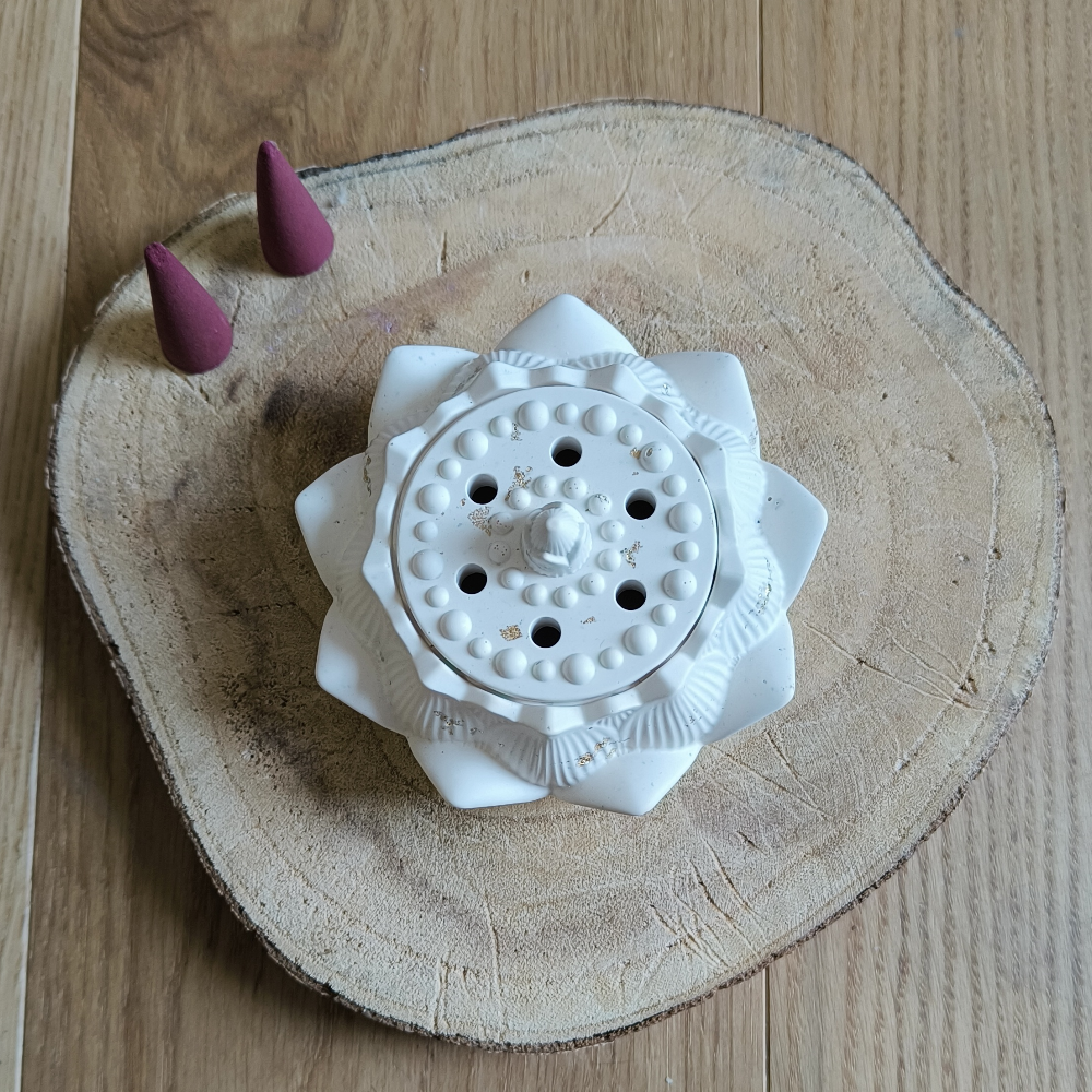 Boîte Lotus blanche en jesmonite par Melissana