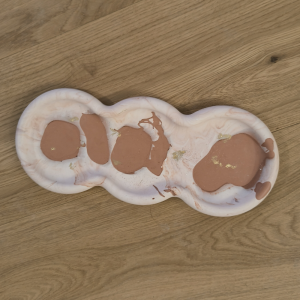 Vide poche triple en jesmonite terracotta et or par melissanacrea