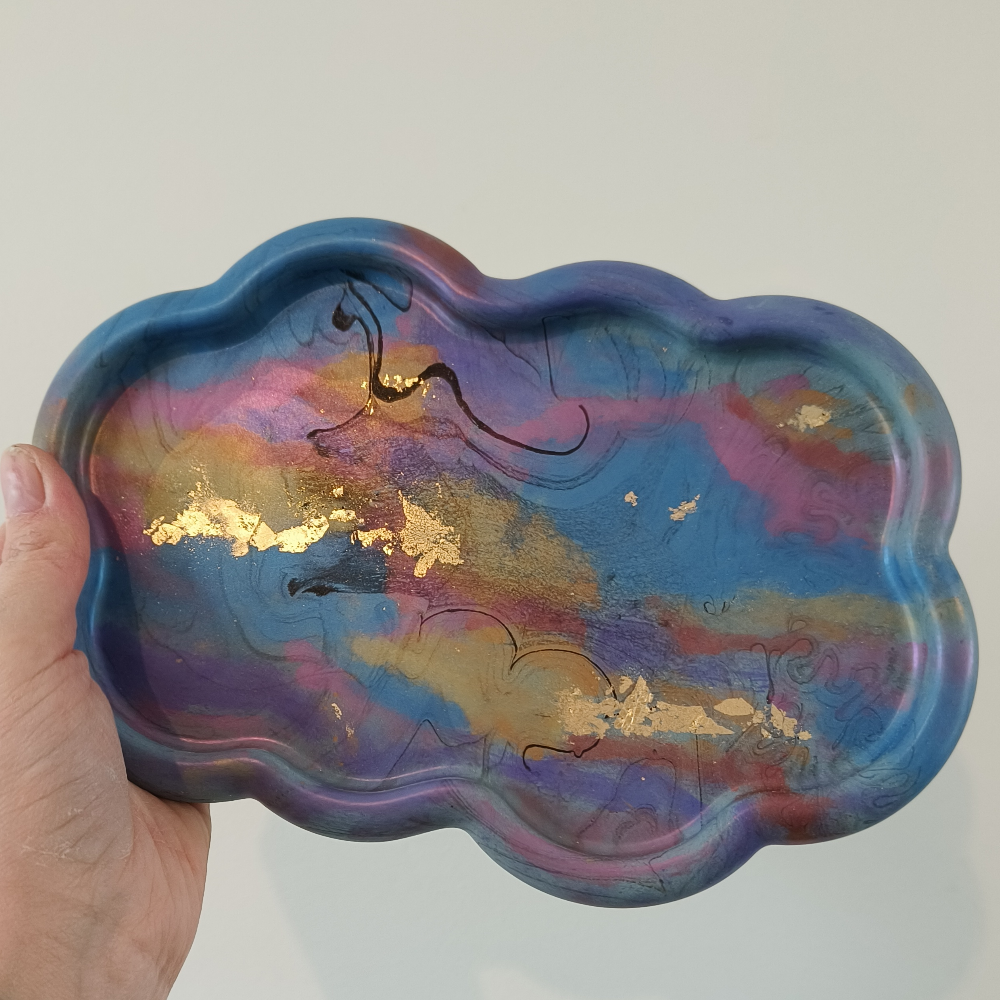 Plateau nuage édition couché de soleil en jesmonite par melissanacrea