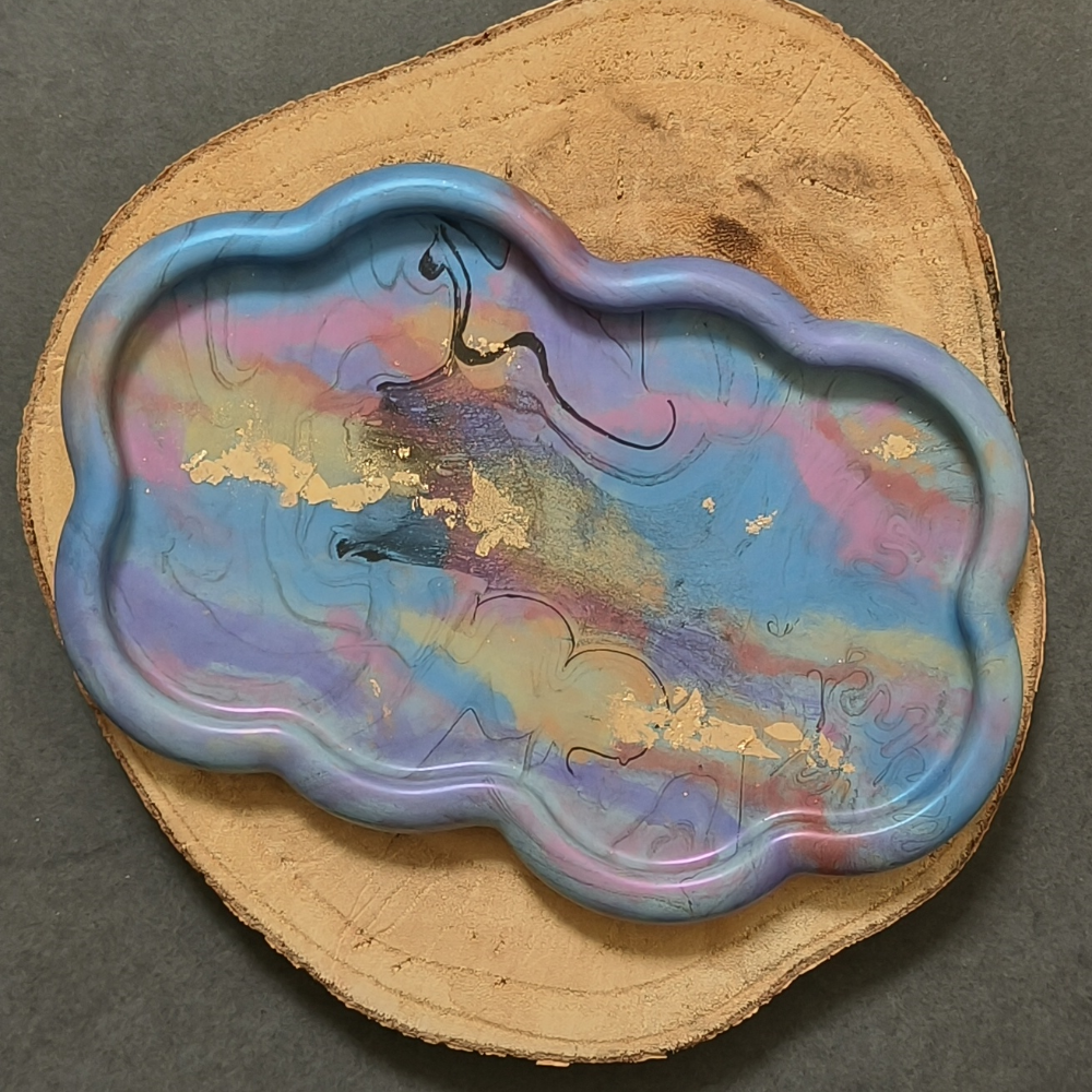 Plateau nuage édition limitée couché de soleil en jesmonite par melissanacrea