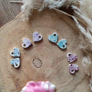 Pampille coeur argent pailletés interchangeable en jesmonite par melissanacrea