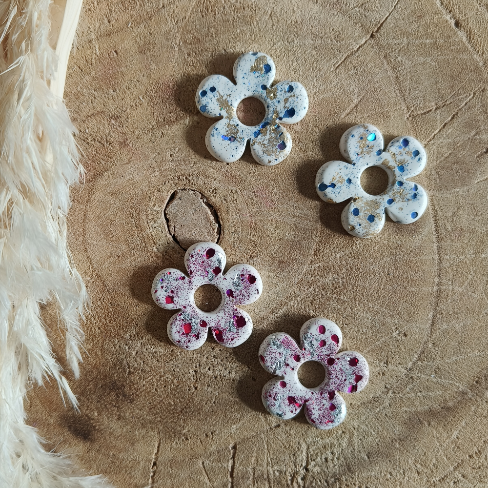 Pampille Florie interchangeable or ou argent pailleté à la lumière en jesmonite par melissanacrea
