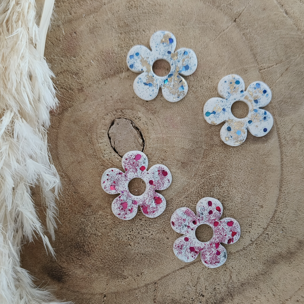 Pampille Florie interchangeable or ou argent pailleté en jesmonite par melissanacrea