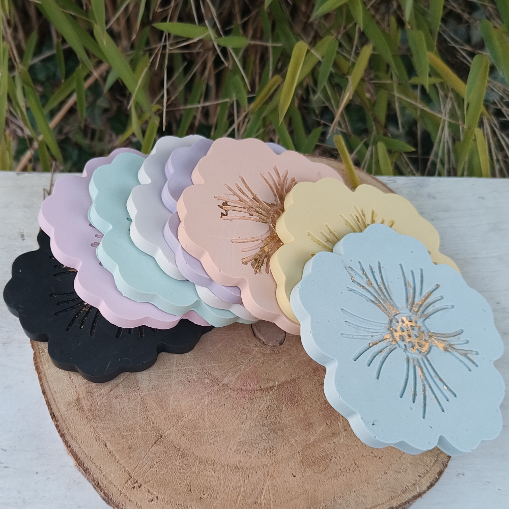 les dessous de verre fleurs en jesmonite par melissanacrea