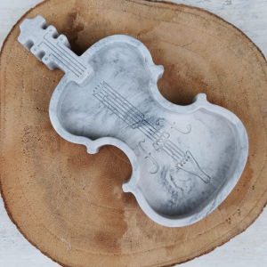 Plateau violon marbré gris noir et or en jesmonite par melissana créa