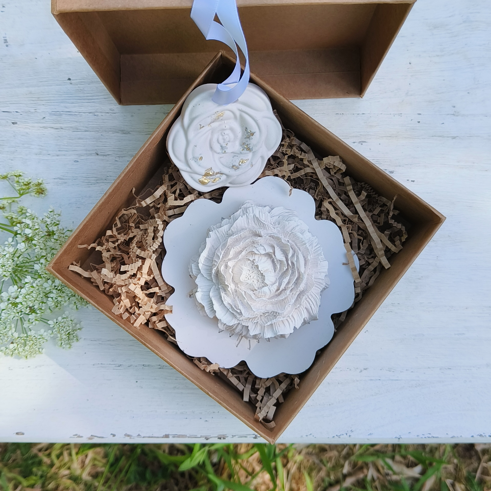 Coffret fête des mère blanc en jesmonite par melissanacrea