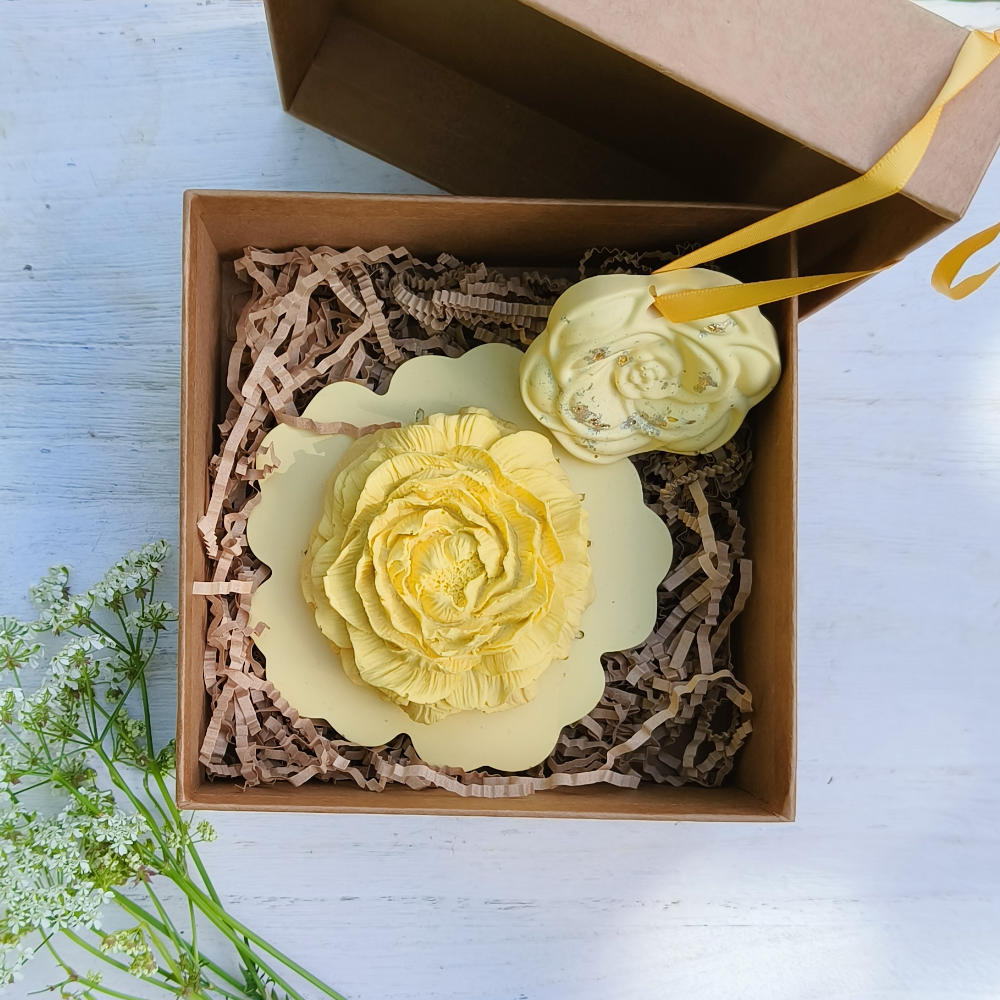 Coffret fête des mère jaune en jesmonite par melissanacrea