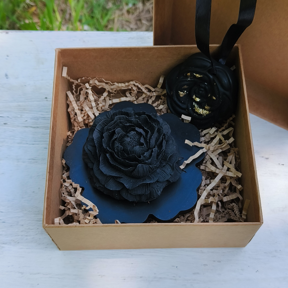 Coffret fête des mère noir en jesmonite par melissanacrea