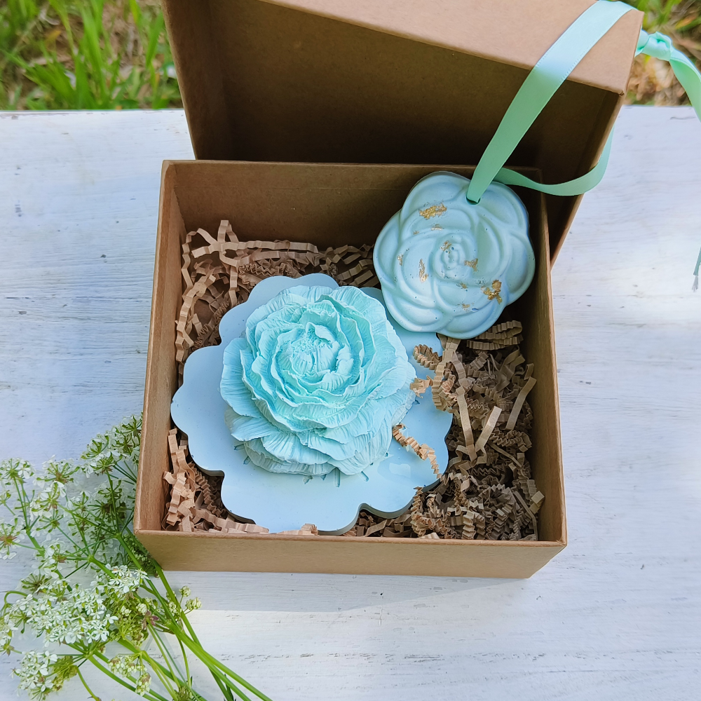 Coffret fête des mère vert en jesmonite par melissanacrea