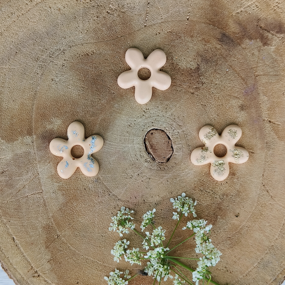 pampilles Florie corail collection arc en ciel en jesmonite