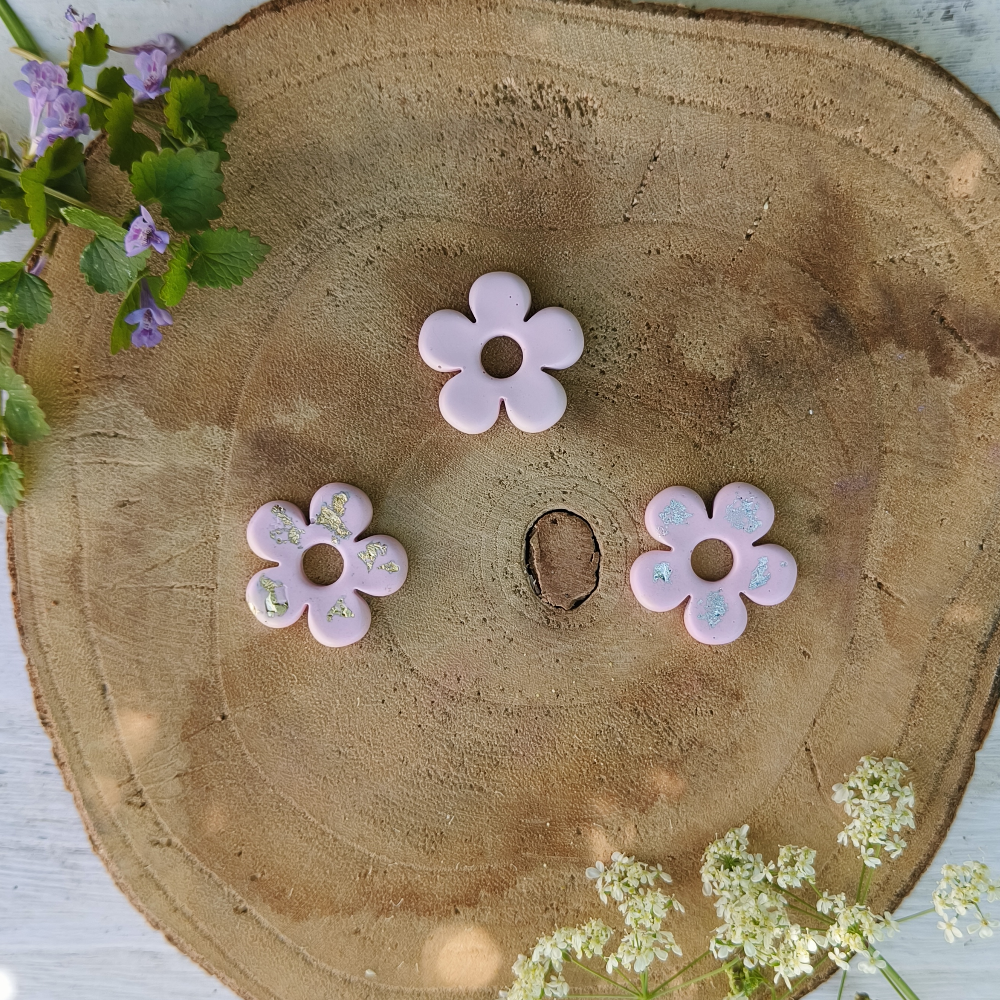 pampilles interchangeables marguerite rose collection arc en ciel en jesmonite