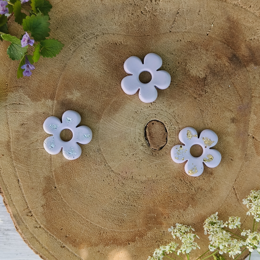 pampilles interchangeables marguerite Lilas collection arc en ciel en jesmonite