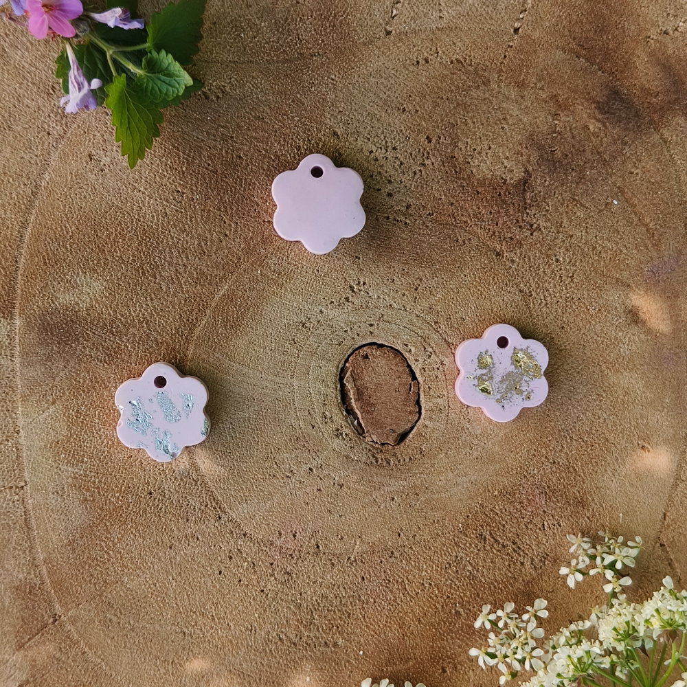 pampilles paquerettes rose collection arc en ciel en jesmonite