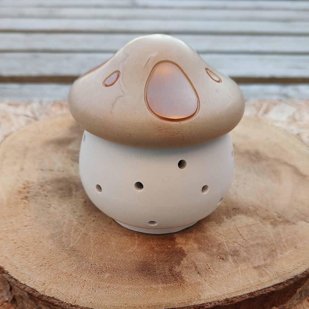 Photophore champignon beige en jesmonite par mélissanacréa