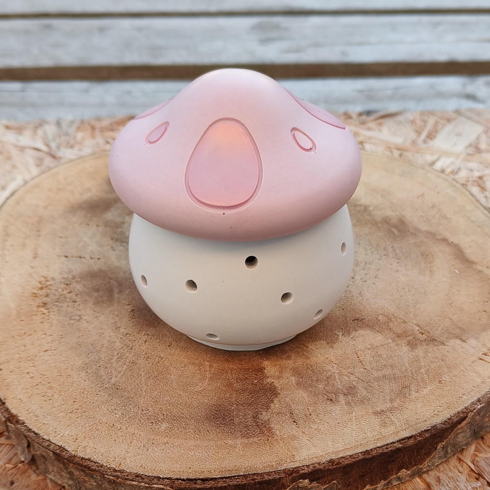 Photophore champignon rose en jesmonite par mélissanacréa