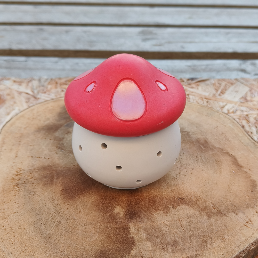 Photophore champignon rouge en jesmonite par mélissanacréa