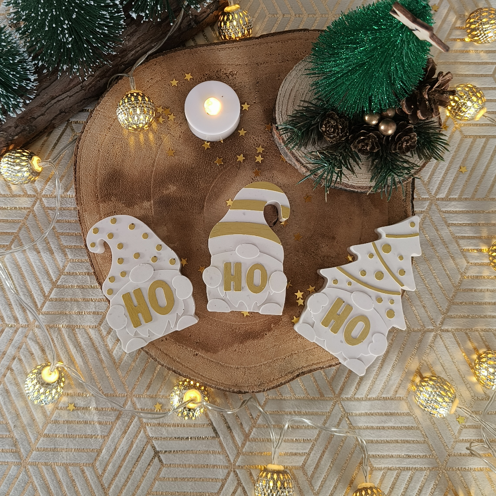 Lot de 3 figurines HO hO HO nude et or ! de Noël par Melissanacrea