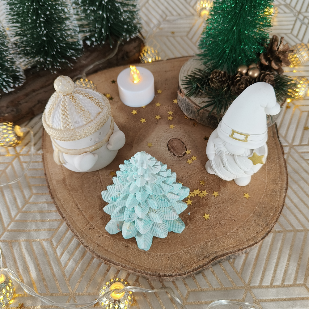Lot de 3 figurines de Noël en jesmonite par Melissanacrea