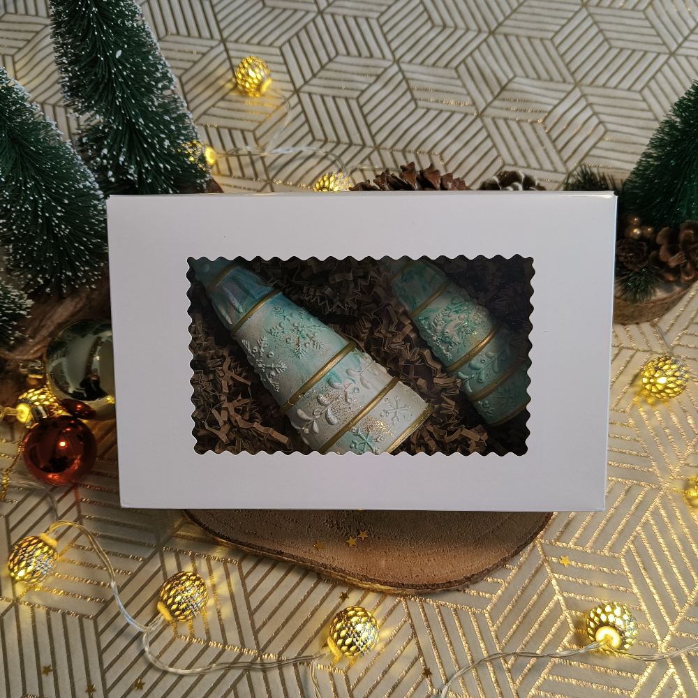 Coffret lot de 2 sapins de Noël en jesmonite par Mélissanacréa